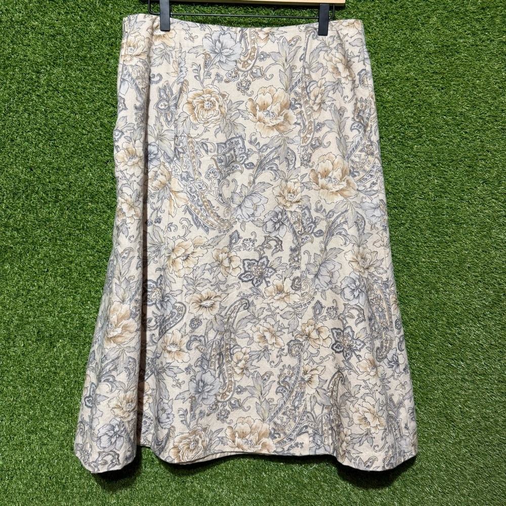 Talbots Petite Wool Midi Skirt Size 14 - Neutral Floral
